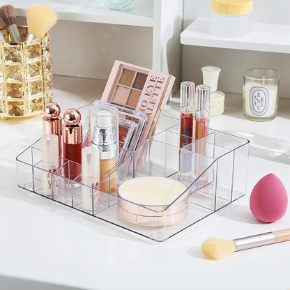 Vtopmart 1 Tier Clear Makeup Organizer with Drawer, Cosmetic Storage for Dresser Countertop and Bathroom Vanity, Beauty Holde