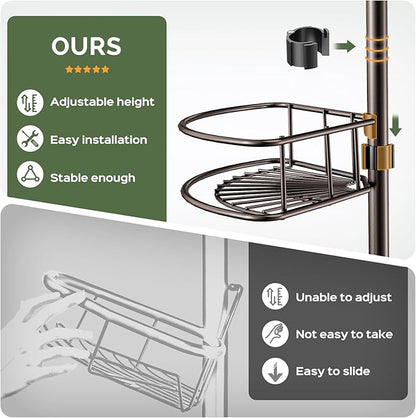 HAMITOR Corner Shower Caddy Tension Pole: 4-Tier Rust-Resistant Adjustable Bathroom Organizer Shelves - 47-121 Inch No-Drill 