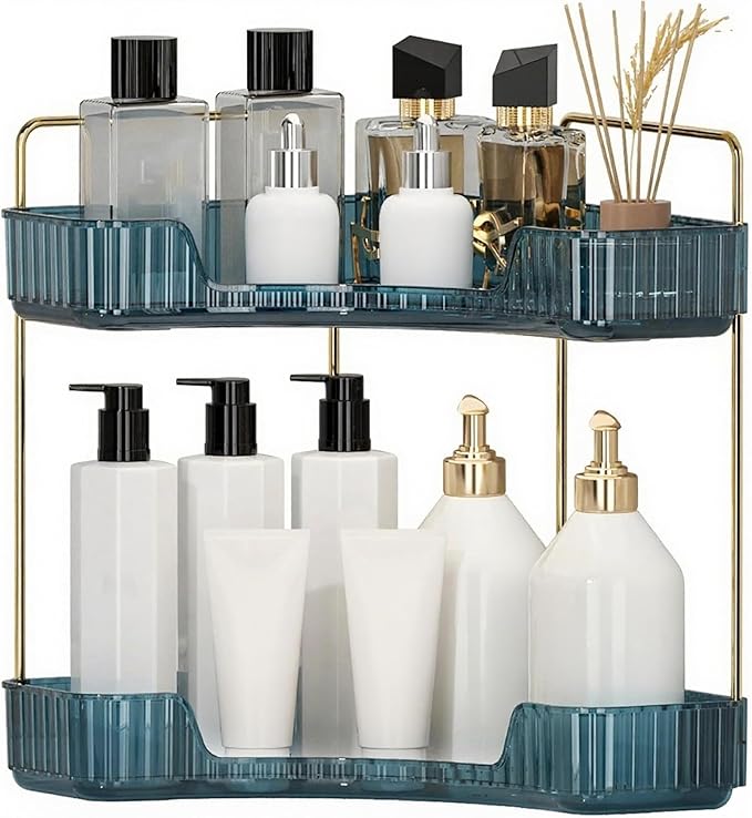 INVSSENE Corner Bathroom Countertop Organizer, Vanity Organizer Trays for Counter, Makeup Organizers, Perfume Tray, Skincare 