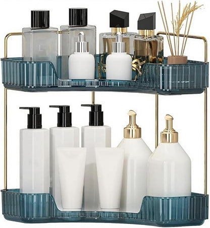 INVSSENE Corner Bathroom Countertop Organizer, Vanity Organizer Trays for Counter, Makeup Organizers, Perfume Tray, Skincare 