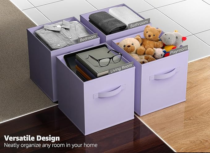 Sorbus Fabric Storage Cubes - 6 Foldable Storage Bins for Organizing Pantry, Cubbies, Toy Box - Clothes Storage & Closet Orga