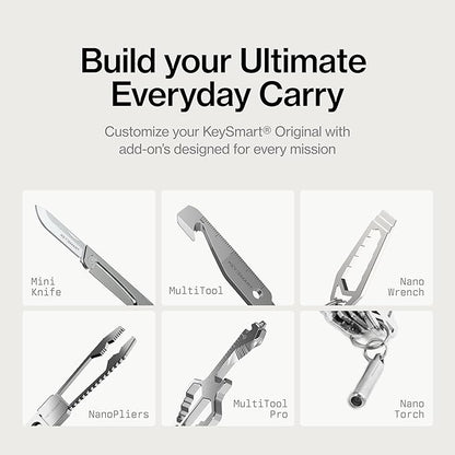 KeySmart Original Key Holder - Compact Key Organizer for Key Chain, Minimalist Clutter-Free EDC Keychains Key Ring, Red, 14 K