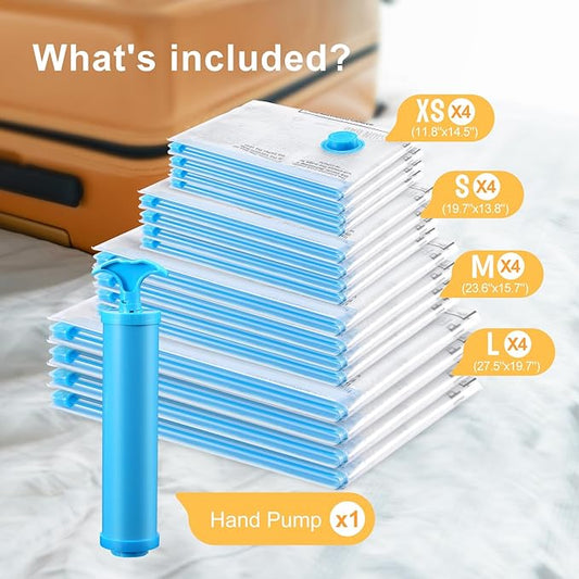 UPGOGO Vacuum Bags for Travel, Space Saver Vacuum Storage Combo (16 Pack)