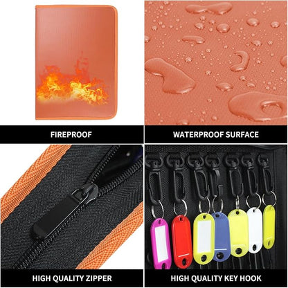 Sdstone Zippered Key Organizer Case Waterproof and Fireproof Key Binder with 60 Hooks and Tags Portable Key Storage, Key Box 