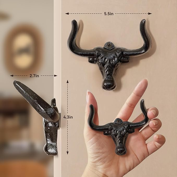 Cowboy Hat Rack for Wall, Cast Iron Cowboy Hat Holder,Hat Storage Organizer Hat Hooks for Wall Western Decor for Bedroom