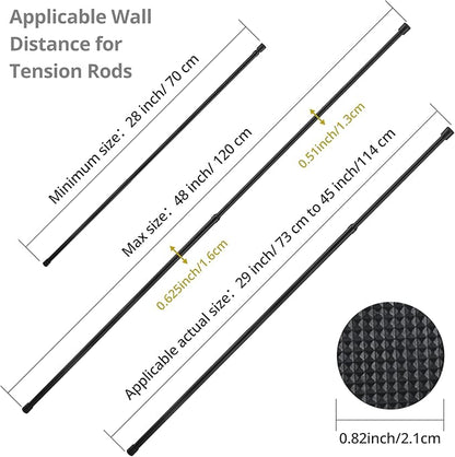 2 Pcs Tension Rod, OEH Tension Curtain Rod, No Drilling Rustproof Tension Rods for Windows 28 to 48 inch, Spring Adjustable T