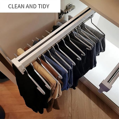 Pull Out Clothes Rail Extendable Pull Out Closet Rod - Wardrobe Pull-Out Trousers Rack, 30-60Cm Extendable Pull-Out Clothes R