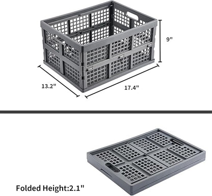 Aebeky 3-Pack Plastic Collapsible Storage Crates-30L,Foldable Plastic Crates for Storage (Gray)