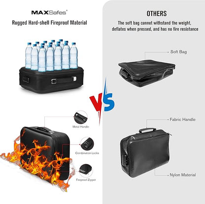 MAXSafes Fireproof Document Box, Hard-Shell Design Waterproof Fireproof Document Box with Lock File Boxes for Documents Impor