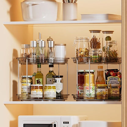 LAMU 2 Tier Lazy Susan Turntable Organizer 10.6'' Rotating Spice Rack Organization for Cabinet, Kitchen, Pantry, Countertop, 