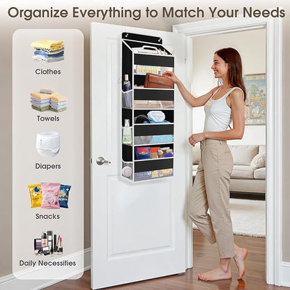 SpaceHacks 2 Pack Over The Door Organizer, Hanging Storage Organizer with Clear Window, 40lb Ultra Sturdy Large Capacity Room