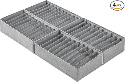 Qozary 4 Pack Drawer Organizers, 10 Grids Foldable Dresser Organizers for Clothing, Folded Clothes, T-shirt, Tank Tops, Camis