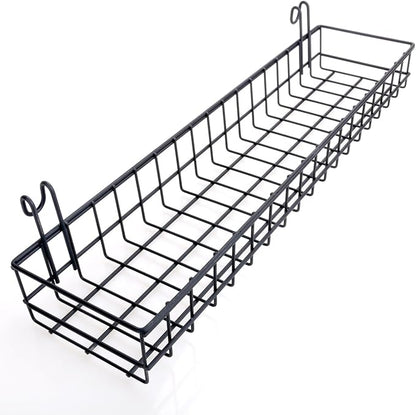 Kaforise Hanging Basket for Wire Wall Grid Panel, Multi-Function Wall Storage and Display Basket, Medium Size, Black Painted