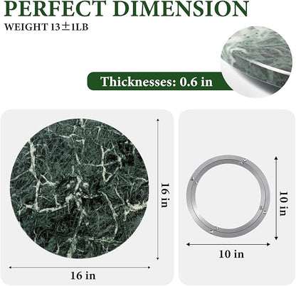 Koville 16'' Green Marble Lazy Susan Marble Turntable for Kitchen Dinning, Lazy Susans Organizer for Cabinet, Serving Rotatio