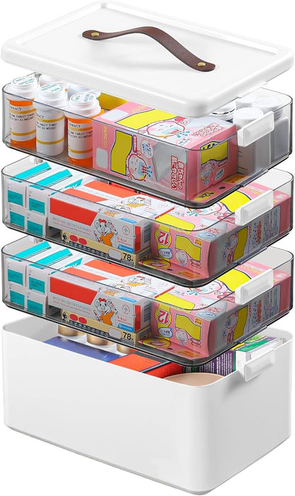 Homaigie Extra Tall 4-Tier Medicine Cabinet Organizer for Upright Medicine Bottles Organizer, Portable Medicine Storage Box w