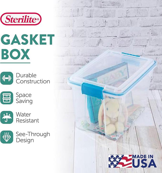 Sterilite 24-Pack Gasket Box, Weather-Resistant Storage Bins with Latching Lids, 20 Quart - Heavy-Duty Organizing Containers 