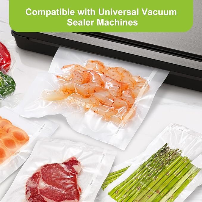 Bonsenkitchen Vacuum Sealer Bags, 11" x 20' Rolls 2 Pack for Food Storage Saver, Bpa Free, Heavy Duty, Commercial Grade Textu