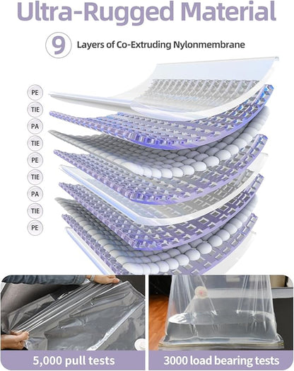 Vacuum Storage Bags for moving, Vacuum Seal Bags for Memory Foam, Latex, Clothing & Bedding, Space Saver Bags for Organizatio