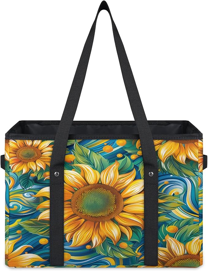 Reusable Grocery Bag, Foldable Large Shopping Tote Bag for Groceries Kitchen Picnic Car Trunk