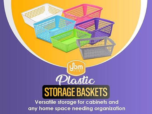 YBM HOME 6-Pack Plastic Storage Basket for Office Drawer, Desktop and Classroom - Multipurpose Perforated Bin Tray Organizer 