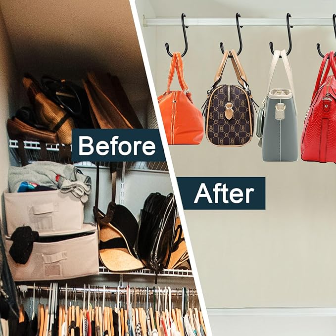 HiGift 16 Pack Purse Hanger for Closet, Unique Twist Design Bags Hanger Hooks, Large Size Closet Rod Hooks for Hanging Purses