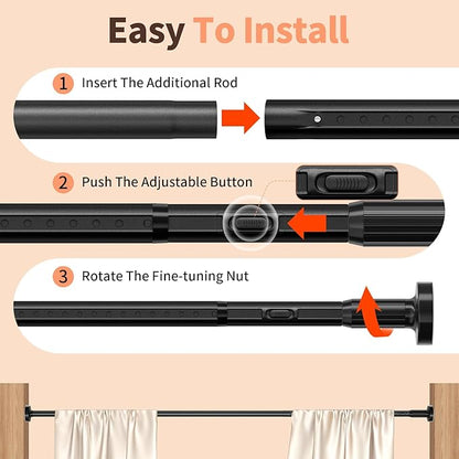 Tension Curtain Rod 41-173In, Outdoor Extra Long Curtain Rod No Drilling for Window or Bathroom Patio, Adjustable Heavy Duty 