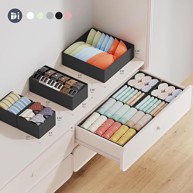 DIMJ Drawer Organizer Clothes Storage- 18 Pack Baby Dresser Organizer for Nursery, Foldable Closet Drawer Organizer Bins for 