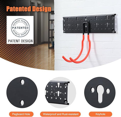 Ultrawall Multi-Storage Garage Hooks, Utility Rack with Multiple Installation Methods, Wall-Mounted Garden Tool Organizer Sys