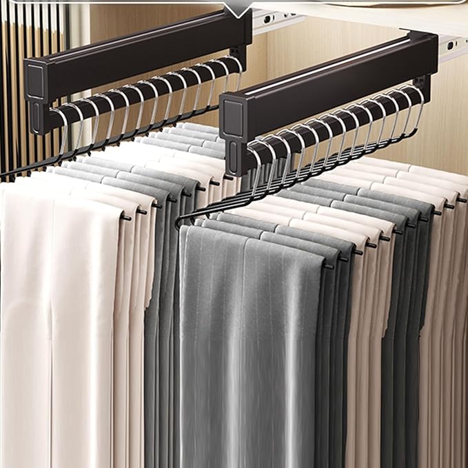 Extendable Clothes Rail - Adjustable Closet Rod with 2 Sliding Tracks, Heavy-Duty Hanger Rack, 21-60cm, Supports 25kg, Perfec