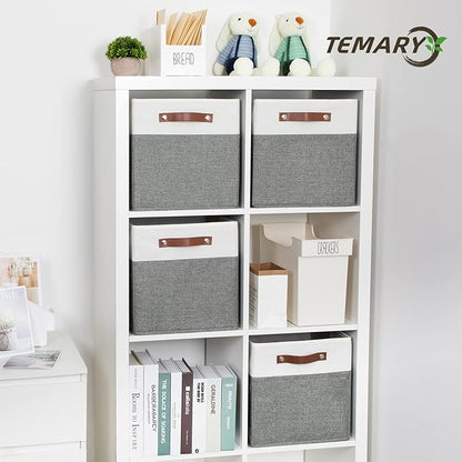 Temary Storage Cubes 12x12 Fabric Cube Storage Bins Foldable Storage Baskets with Handles, Decorative Storage Boxes for Organ