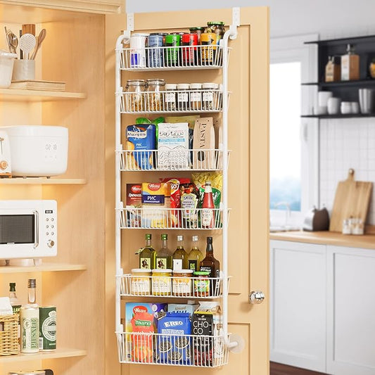 Delamu Bathroom and Kitchen Organizers and Storage, Under Sink Organizers and Storage White - Over the Door Pantry Organizer 