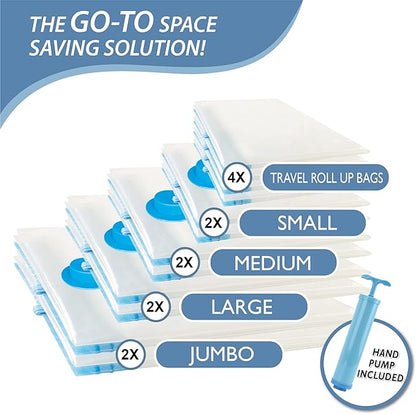 Cozy Essential Vacuum Storage Bags, 80% Compression Vacuum Seal Space Saver Plastic Packaging Bags for Clothes, Blankets, Pil