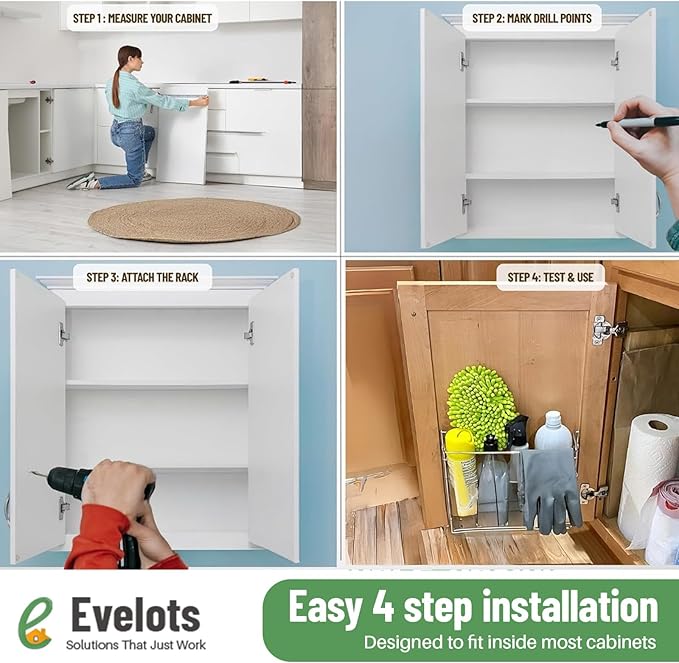 Evelots Kitchen Wrap Organizer - 2 Pack - Hold up to 4 Plastic, Foil, Paper, Wax - Cabinet Door, Wall Rack Basket - Sandwich,