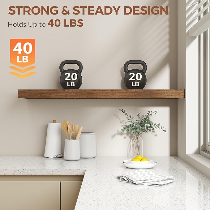 Dreamland 40 Inch Floating Shelves for Wall,8 Inch Deep Floating Shelves,40" W x 8" D Wall Shelves for Bedroom,Living Room, K