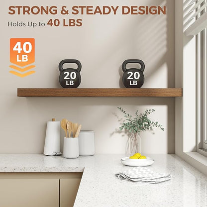 Dreamland 40 Inch Floating Shelves for Wall,8 Inch Deep Floating Shelves,40" W x 8" D Wall Shelves for Bedroom,Living Room, K
