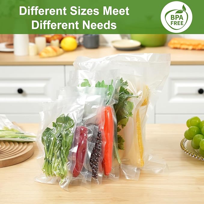 Moretoes 150pcs Vacuum Sealer Bags, Gallon 11" x 16" and Quart 8" x 12" and Pint 6" x 10" Food Saver Bags BPA Free, Pre-cut C