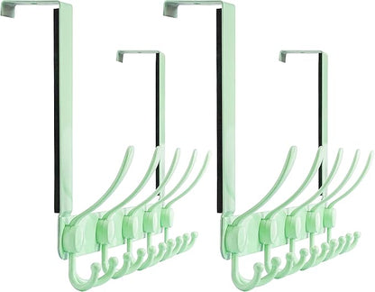 Dseap Over The Door Hook Hanger - Fits 1 3/8" to 1 3/4" Standard Doors | 5 Tri Hooks Heavy Duty Towel/Coat Rack | Door Organi