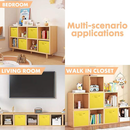 ShellKingdom Foldable Fabric Storage Cubes And Cloth Organizer Drawer For Closet And Toys, 13 X 13 X 13 INCH, 2 Pack (Yellow)