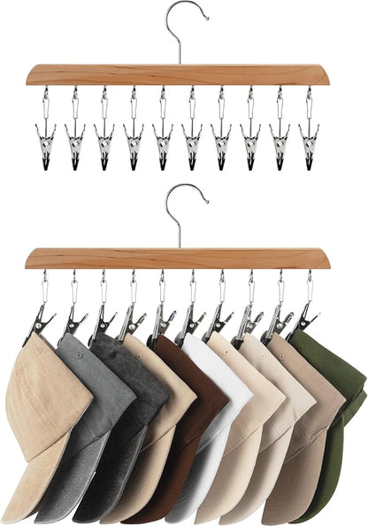StorageWorks Hat Rack, Closet Organizer and Storage for Baseball Caps,Set of 2 with 10 Adjustable Stainless Steel Clips, Fits