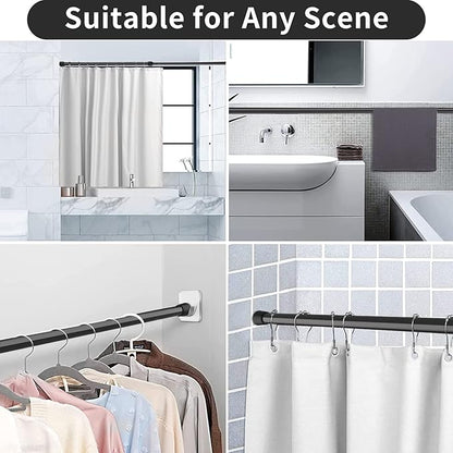 2Pcs Spring Tension Curtain Rod，28-48 Inches Adjustable Expandable Pressure Black Curtain Tension Rods For Kitchen, Bathroom,