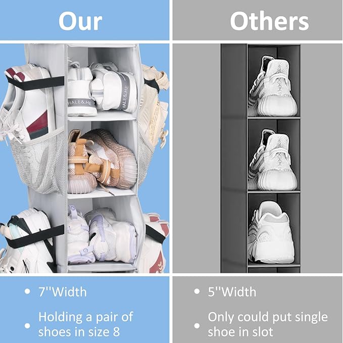 SLEEPING LAMB 8 Shelves Hanging Shoe Rack Hanger, Narrow Hanging Shoe Organizer for Closet Storage Clothes, Gloves, Bags, wit