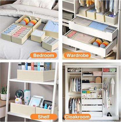 DIMJ Drawer Organizer Clothes, 15 Pack Dresser Organizer, Foldable Closet Organizers and Storage, Fabric Dresser Bins, Drawer