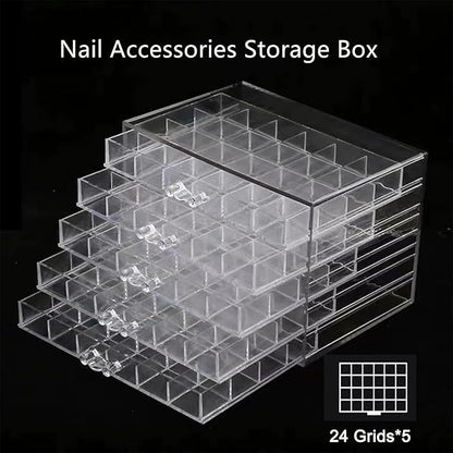 Feadily Acrylic Jewelry Organizer Box, Jewelry Drawer Organizer With 5 Drawers 120 Grids, Clear