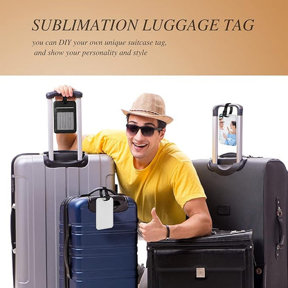 Frienda 8 Pieces Sublimation Luggage Tags Bulk PU Leather Name Label Blank Suitcase Heat Transfer Bag Card Business ID Card H