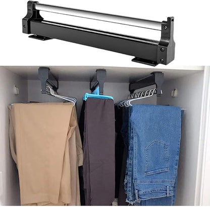 Adjustable Extendable Clothes Rail - Stainless Steel Pull-Out Closet Rod, Collapsible Clothing Organizer for Balcony, Mudroom