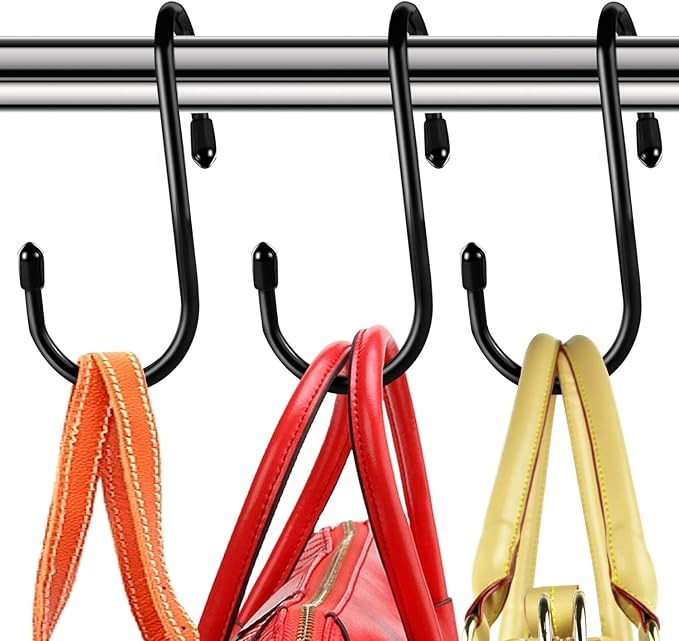 HiGift 16 Pack Purse Hanger for Closet, Unique Twist Design Bags Hanger Hooks, Large Size Closet Rod Hooks for Hanging Purses