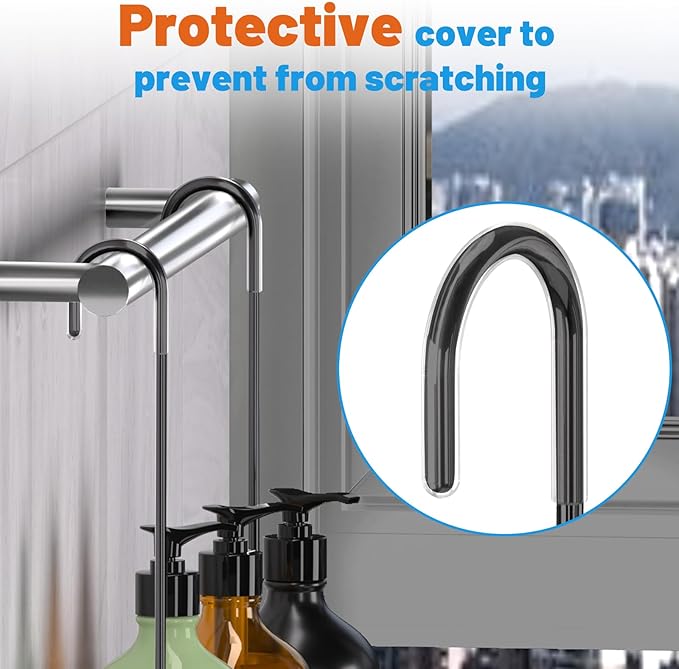 YUOROS Hanging Shower Caddy, Over the Door Shower Organizer Rack 304 Stainless Steel Rustproof Bathroom Storage Shampoo Holde