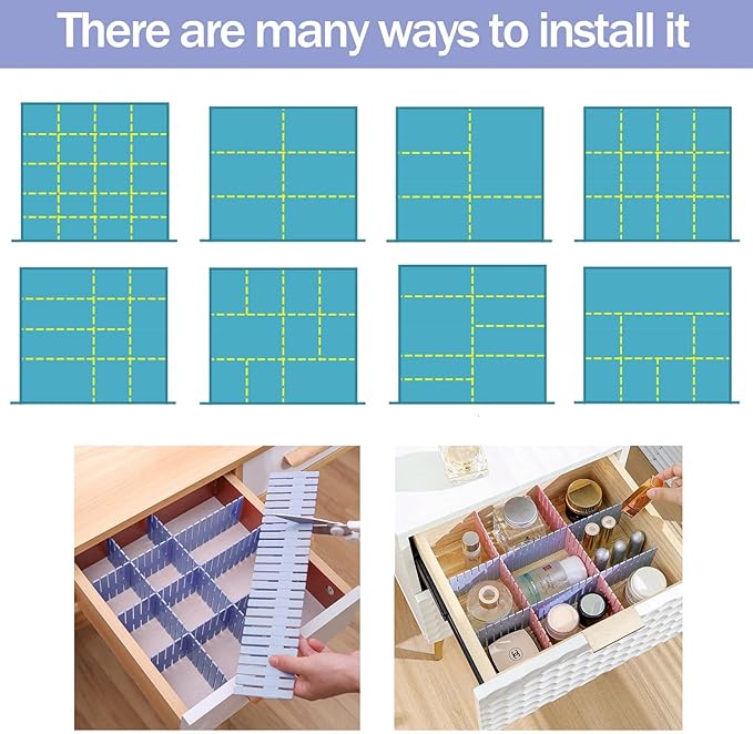 acDesign 40Pcs Grid Drawer Dividers, Adjustable Drawer Organizer for Socks, Underwear, Lingerie, Makeup, Bedroom Office Kitch
