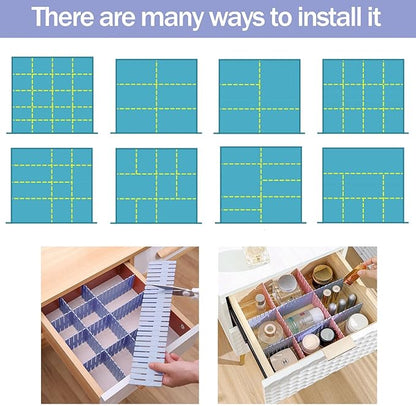acDesign 40Pcs Grid Drawer Dividers, Adjustable Drawer Organizer for Socks, Underwear, Lingerie, Makeup, Bedroom Office Kitch