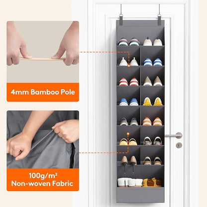 Lifewit 8 Tier Over the Door Shoe Organizer with 15 Large Deep Pockets, Fabric Hanging Shoes Shelf for Closet, Dorm Storage, 